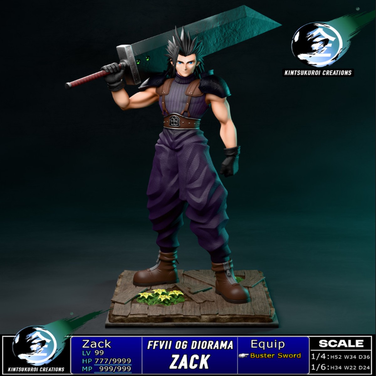 Fantasy VII Zack Fair Final 1/6 & 1/4 statue Kintsukuroi Creations Studio