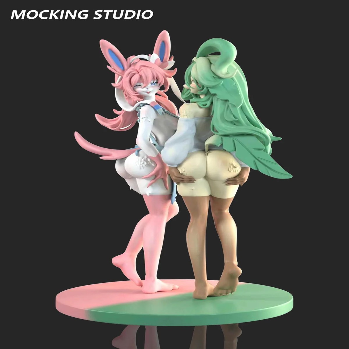 Zhu Yi Wan Jia Studio Furry Sylveon x Leafeon Pokmon Themed Resin Collectible