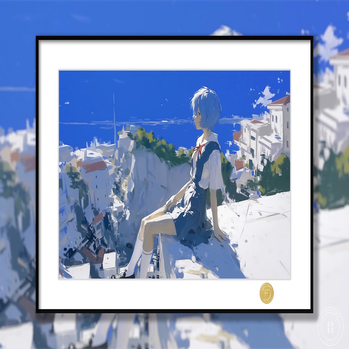 Neon Genesis Evangelion Rei Ayanami Blue Sky Edition Limited Framed Artwork H-TWO Studio & TOPGK