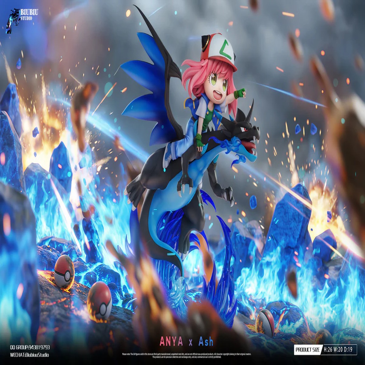 Anya Pokmon Trainer Series #01 Anya Riding Mega Charizard X Spy x Family Biubiu Studio